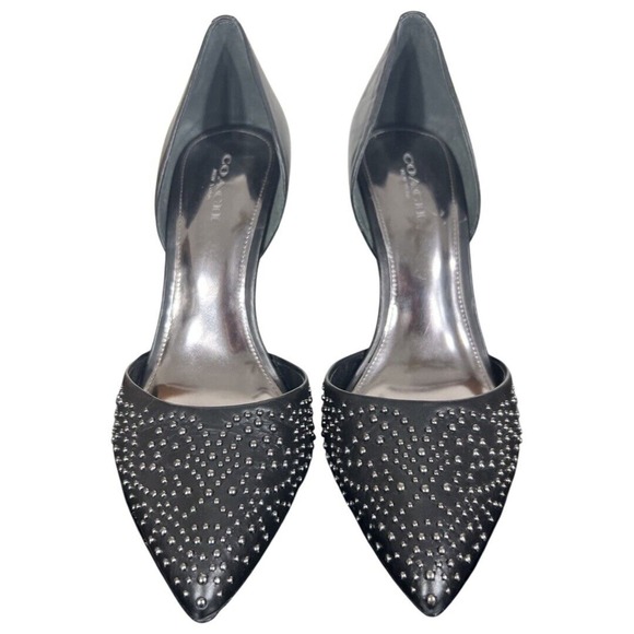 Coach Holmes Studded Leather High Heels Black With Box Size 6 EU 36 Q7052 - Picture 4 of 15